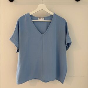 Women's Blue V-Neck Top